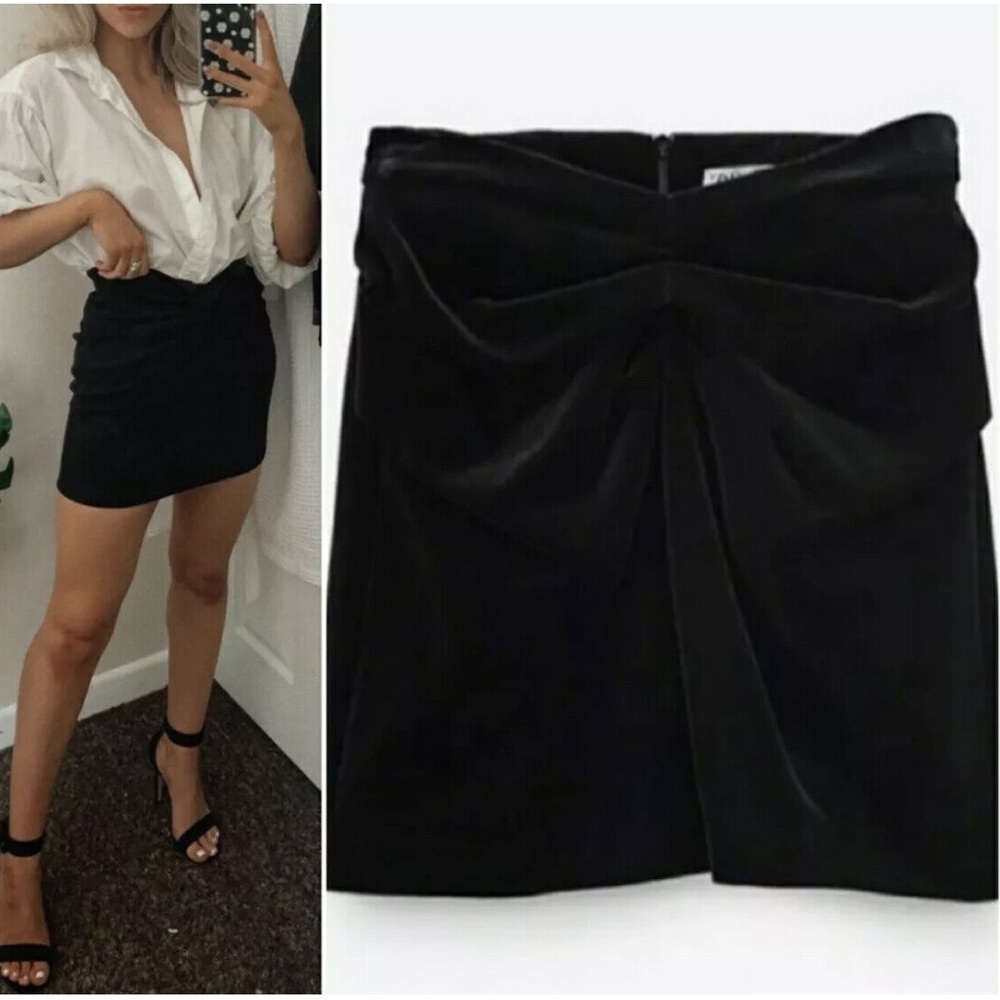 Black velvet mini skirt